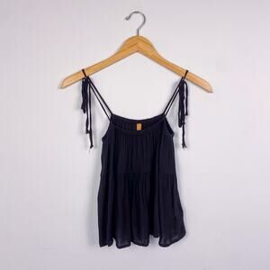 Rachel Pally Tiered Tie Strap Tank Top Black Medium